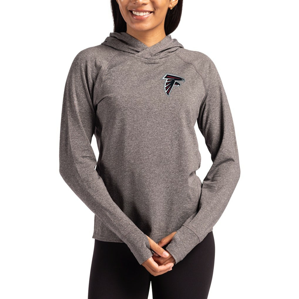 Atlanta Falcons Cutter & Buck Women's Primary Logo Adapt Knit Recycled Raglan Pullover Hoodie Heather Charcoal - NFL