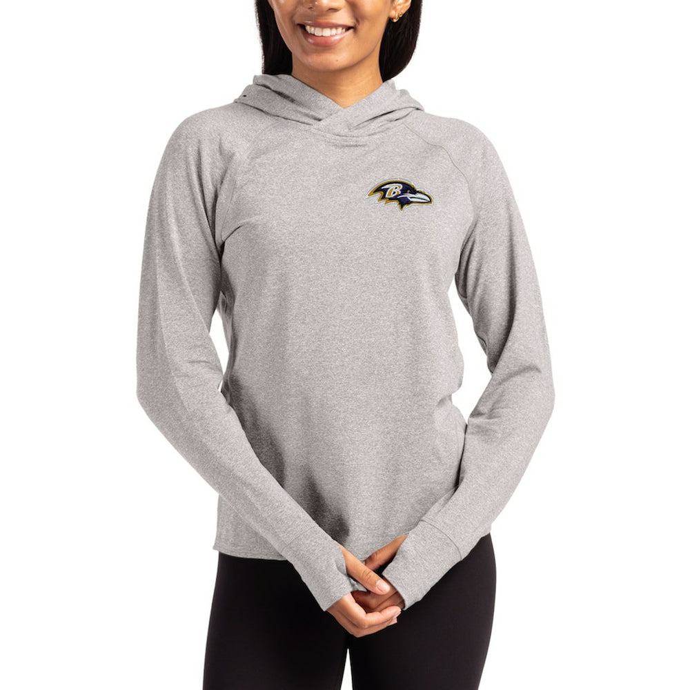 Baltimore Ravens Cutter & Buck Women's Primary Logo Adapt Knit Recycled Raglan Pullover Hoodie Heather Gray - NFL