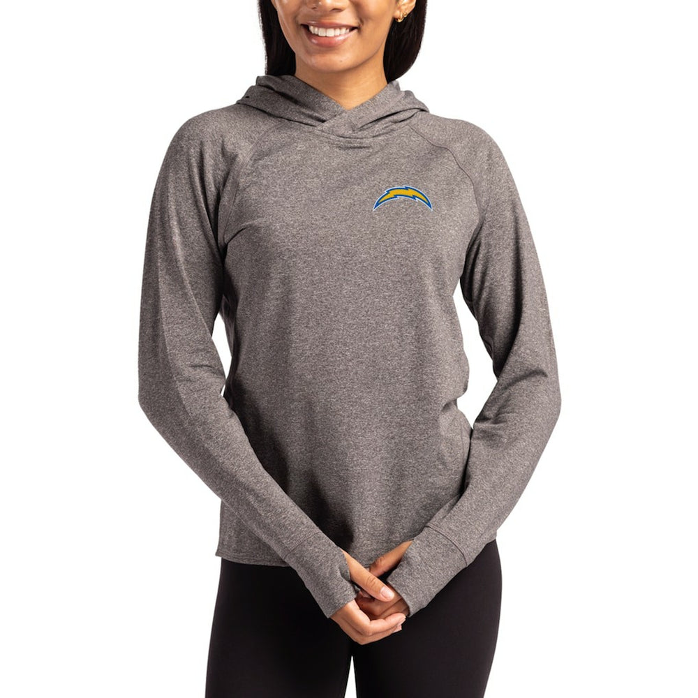 Los Angeles Chargers Cutter & Buck Women's Primary Logo Adapt Knit Recycled Raglan Pullover Hoodie Heather Charcoal - NFL