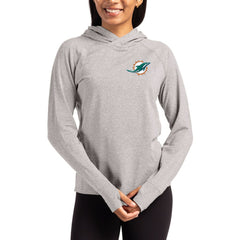 Miami Dolphins Cutter & Buck Women's Primary Logo Adapt Knit Recycled Raglan Pullover Hoodie Heather Gray - NFL