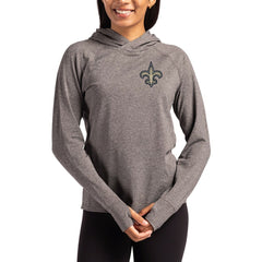 New Orleans Saints Cutter & Buck Women's Primary Logo Adapt Knit Recycled Raglan Pullover Hoodie Heather Charcoal - NFL