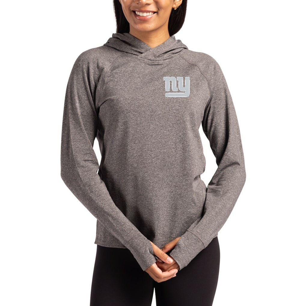 New York Giants Cutter & Buck Women's Primary Logo Adapt Knit Recycled Raglan Pullover Hoodie Heather Charcoal - NFL