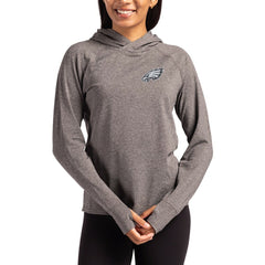Philadelphia Eagles Cutter & Buck Women's Tonal Logo Adapt Knit Recycled Raglan Pullover Hoodie Heather Charcoal - NFL