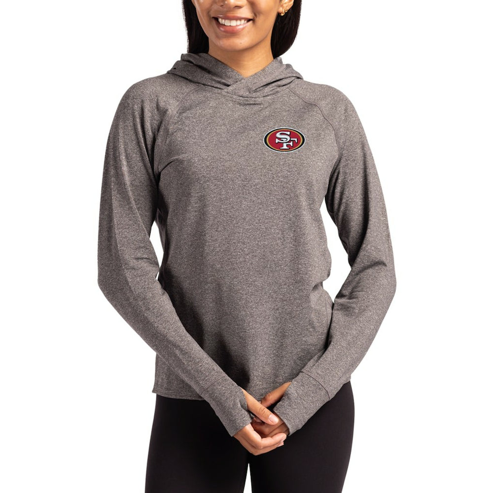 San Francisco 49ers Cutter & Buck Women's Primary Logo Adapt Knit Recycled Raglan Pullover Hoodie Heather Charcoal - NFL