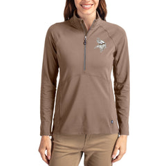 Minnesota Vikings Cutter & Buck Women's Tonal Adapt Eco Knit Stretch Recycled Raglan Half-Zip Pullover Brown - NFL