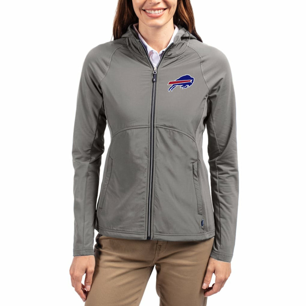 Buffalo Bills Cutter & Buck Women's Adapt Eco Knit Hybrid Recycled Raglan Full-Zip Hoodie Jacket Gray - NFL
