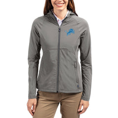 Detroit Lions Cutter & Buck Women's Adapt Eco Knit Hybrid Recycled Raglan Full-Zip Hoodie Jacket Gray - NFL