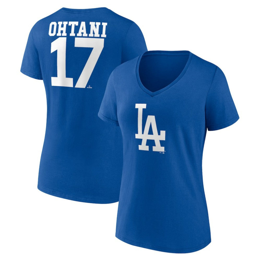 Shohei Ohtani Los Angeles Dodgers Women's Player Name & Number V-Neck T-Shirt Lifestyle
