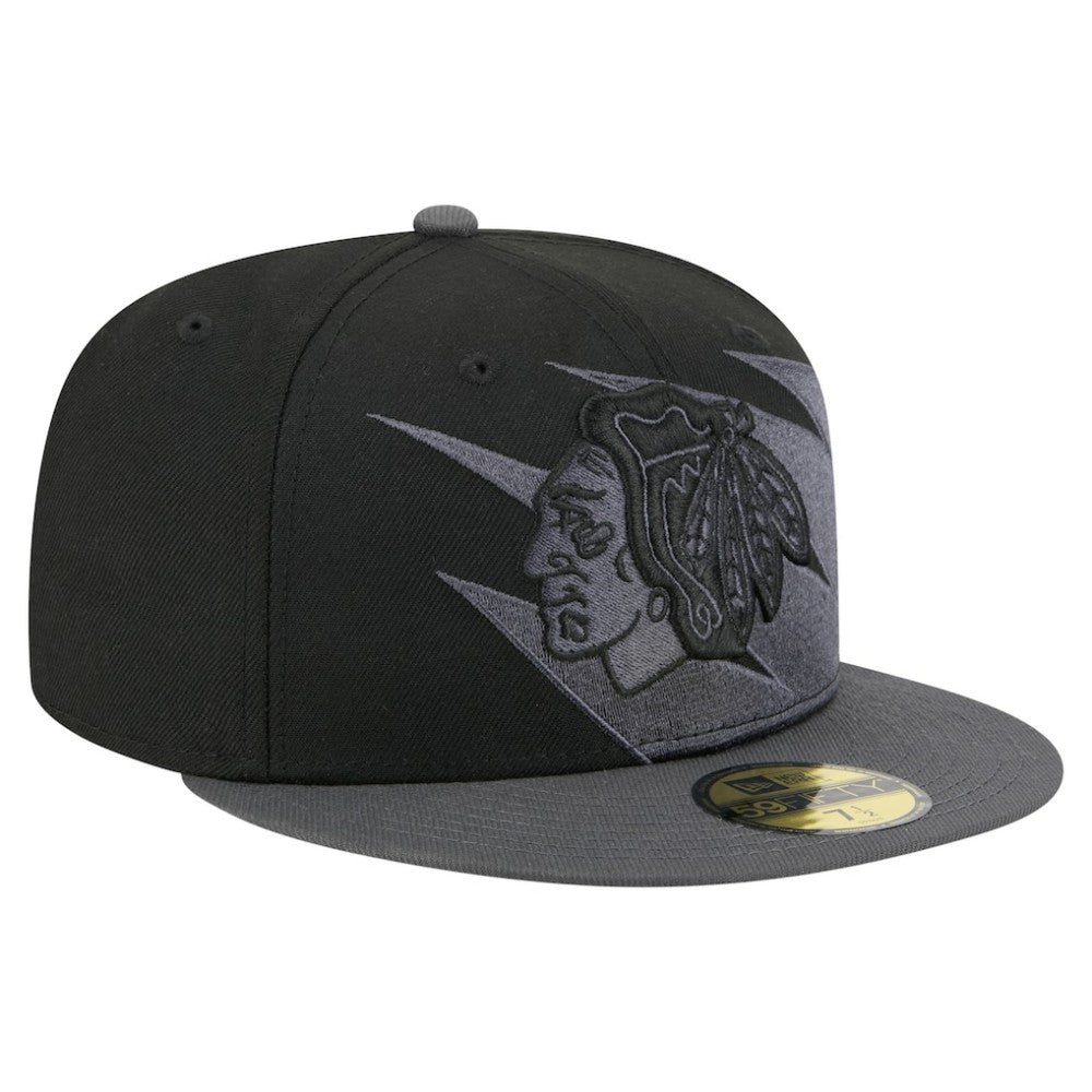 Chicago Blackhawks New Era Spikes 59FIFTY Fitted Hat Black
