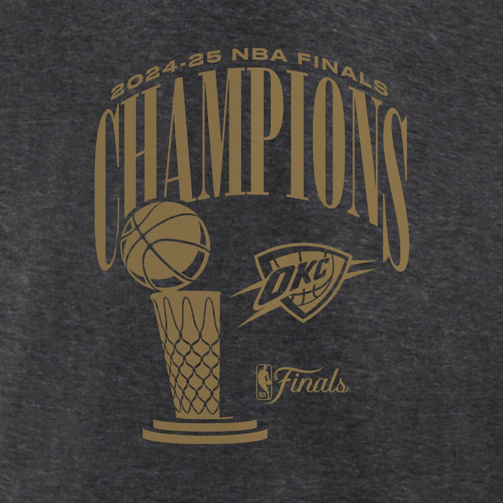 Fanatics - Oklahoma City Thunder Women's 2025 NBA Finals Champions Double Dribble V-Neck T-Shirt - Heather Charcoal