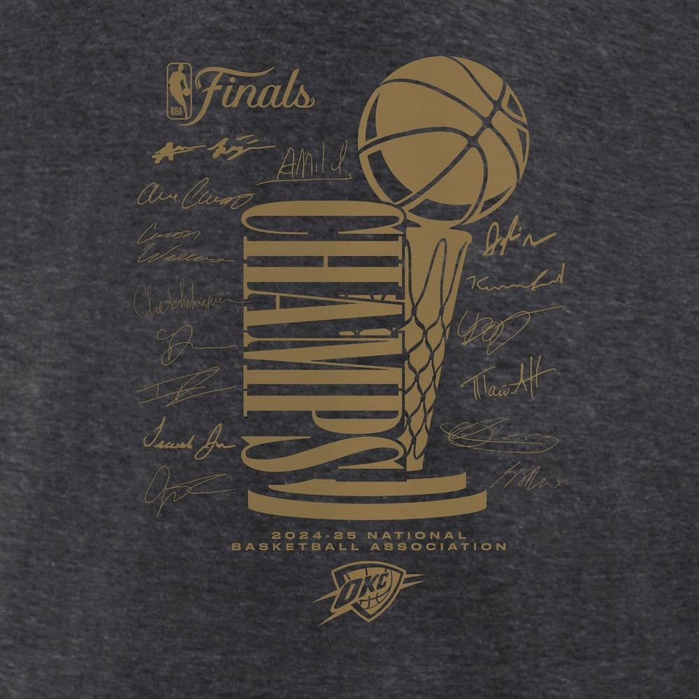 Fanatics - Oklahoma City Thunder Women's 2025 NBA Finals Champions Double Dribble V-Neck T-Shirt - Heather Charcoal