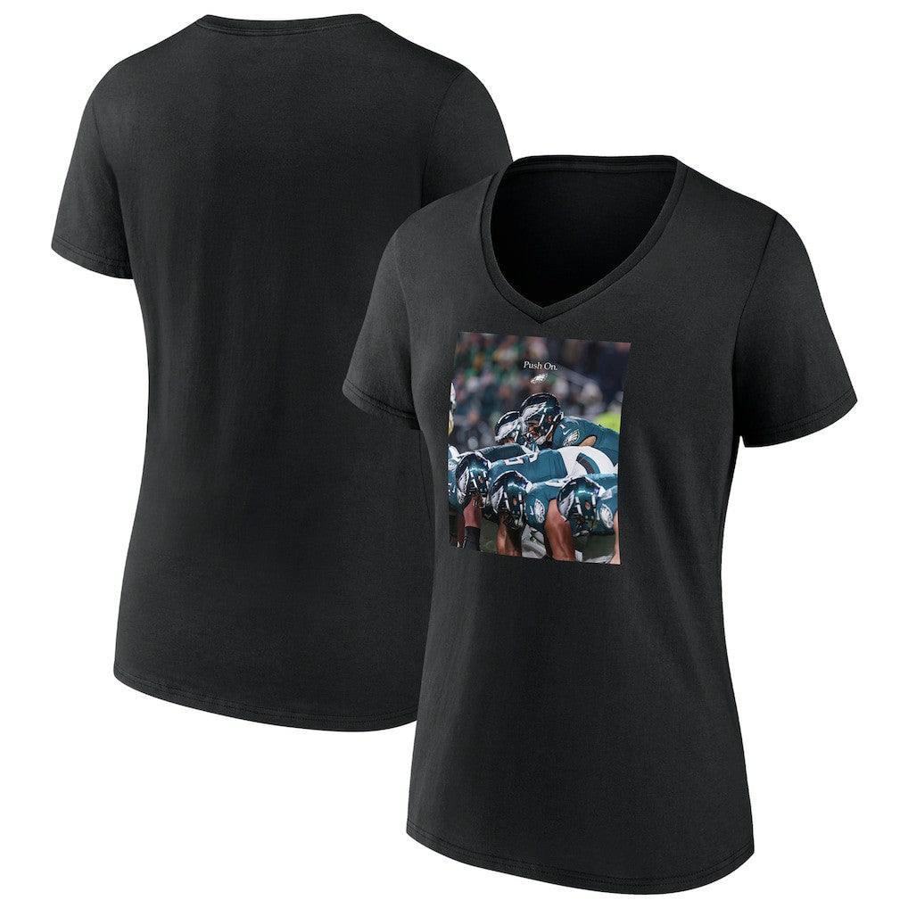 Philadelphia Eagles Women's Push On V-Neck T-Shirt Black - NFL