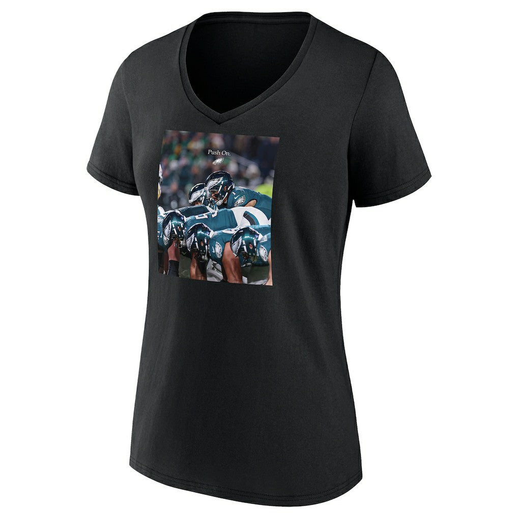Philadelphia Eagles Women's Push On V-Neck T-Shirt Black - NFL