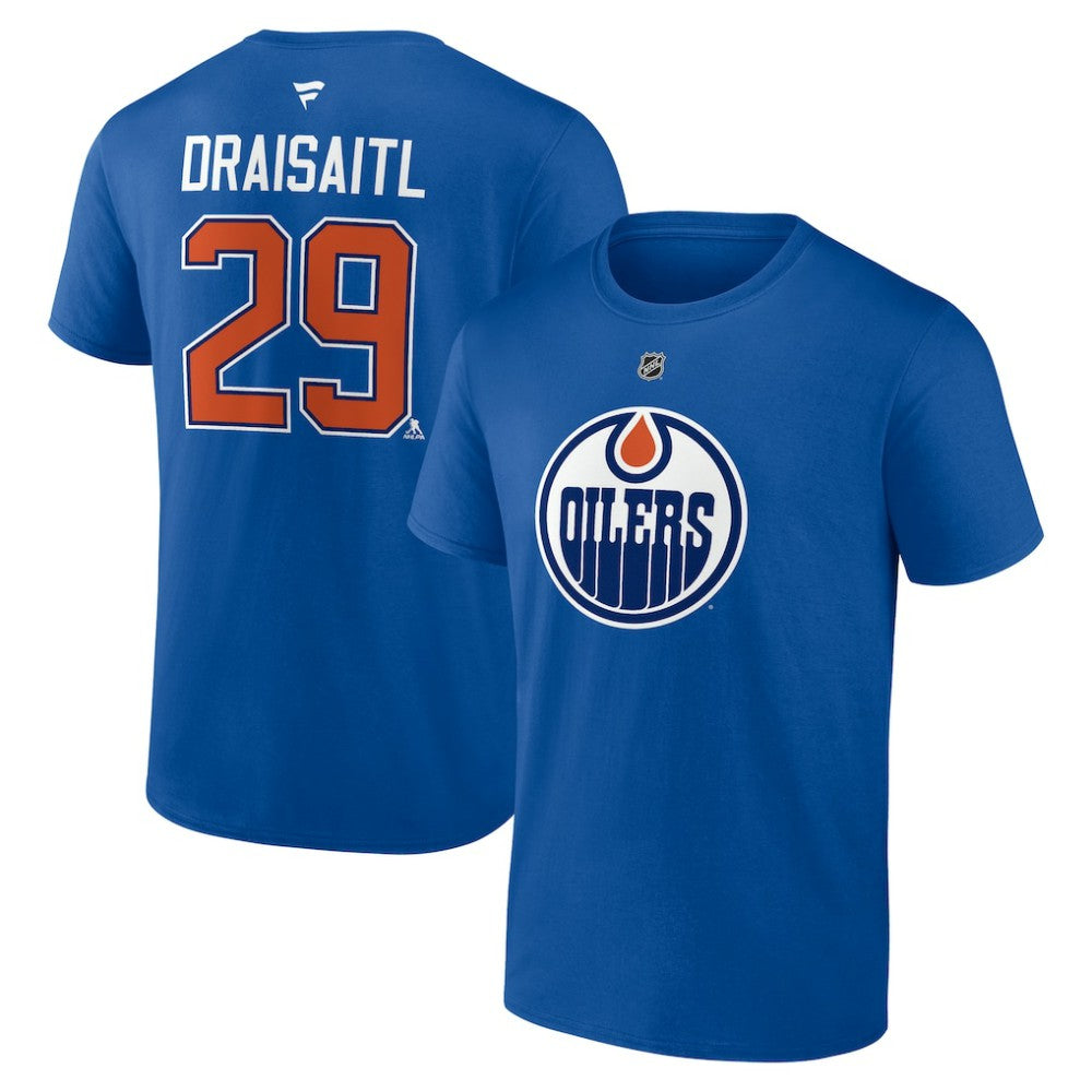 Leon Draisaitl Edmonton Oilers - Fanatics Authentic Stack Name & Number T-Shirt Royal