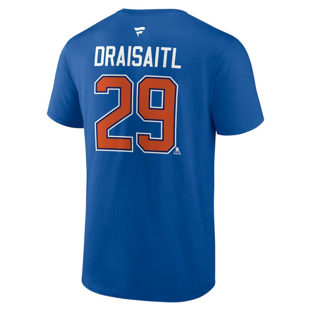 Leon Draisaitl Edmonton Oilers - Fanatics Authentic Stack Name & Number T-Shirt Royal