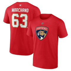 Brad Marchand Florida Panthers - Fanatics Authentic Stack Name & Number T-Shirt Red