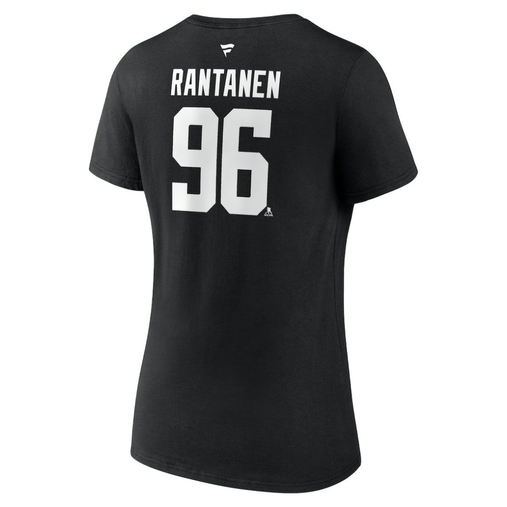 Mikko Rantanen Dallas Stars - Fanatics Women's Authentic Stack Name & Number V-Neck T-Shirt Black