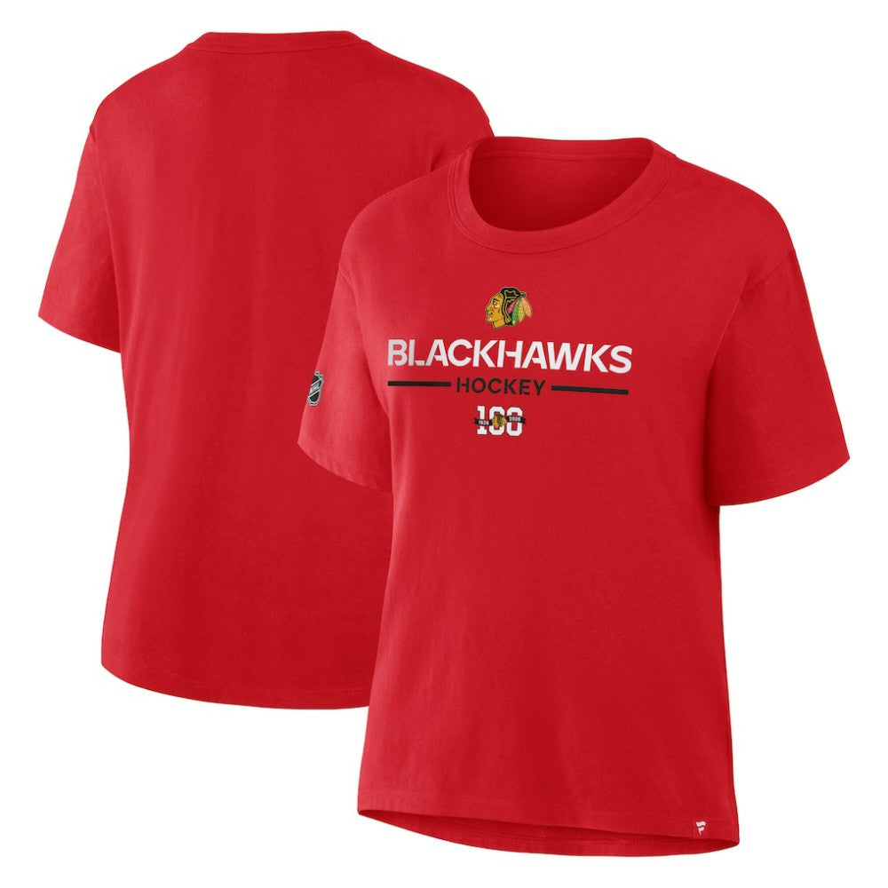Chicago Blackhawks Fanatics Women's Centennial Celebration T-Shirt Red