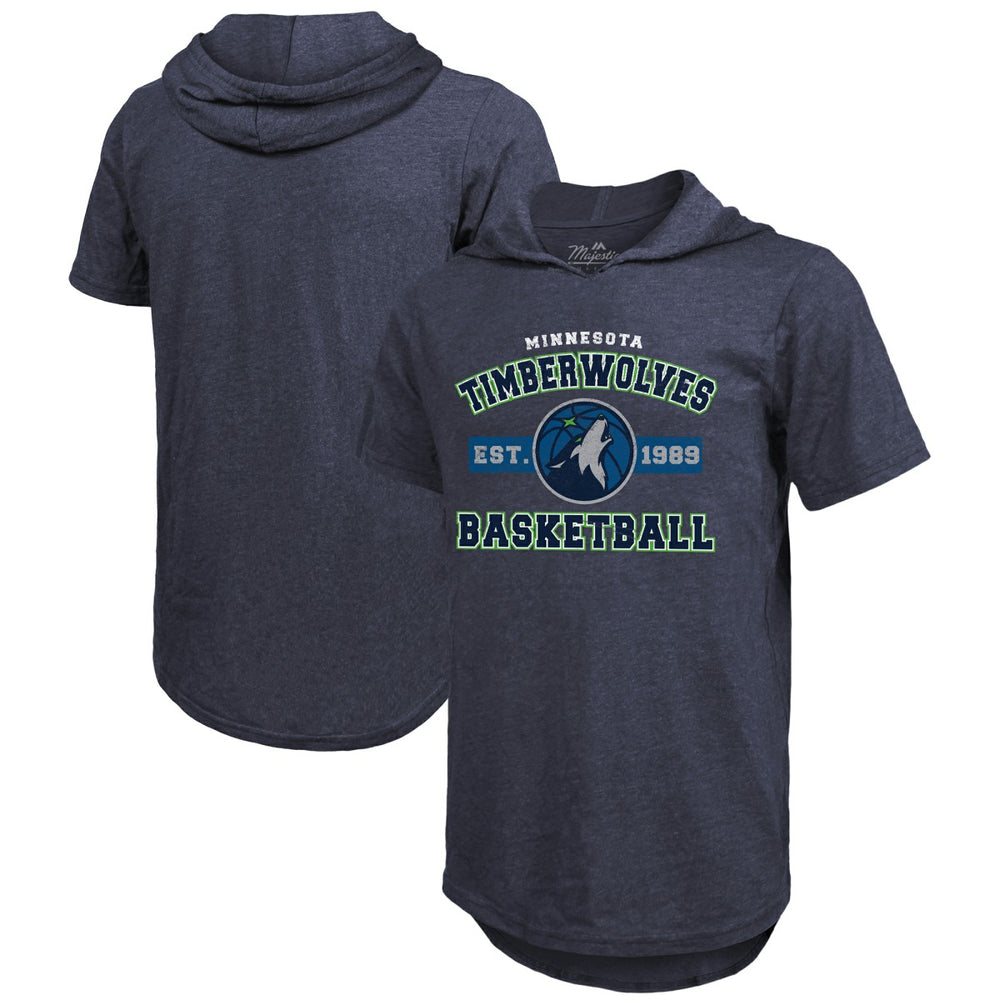 NBA - Minnesota Timberwolves Majestic Threads Tri-Blend Hoodie T-Shirt - Navy