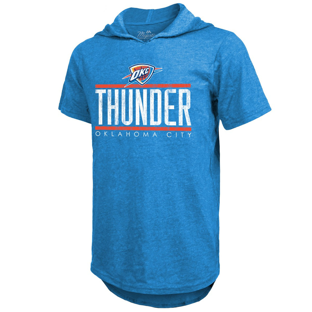NBA - Oklahoma City Thunder Majestic Threads Tri-Blend Hoodie T-Shirt - Blue