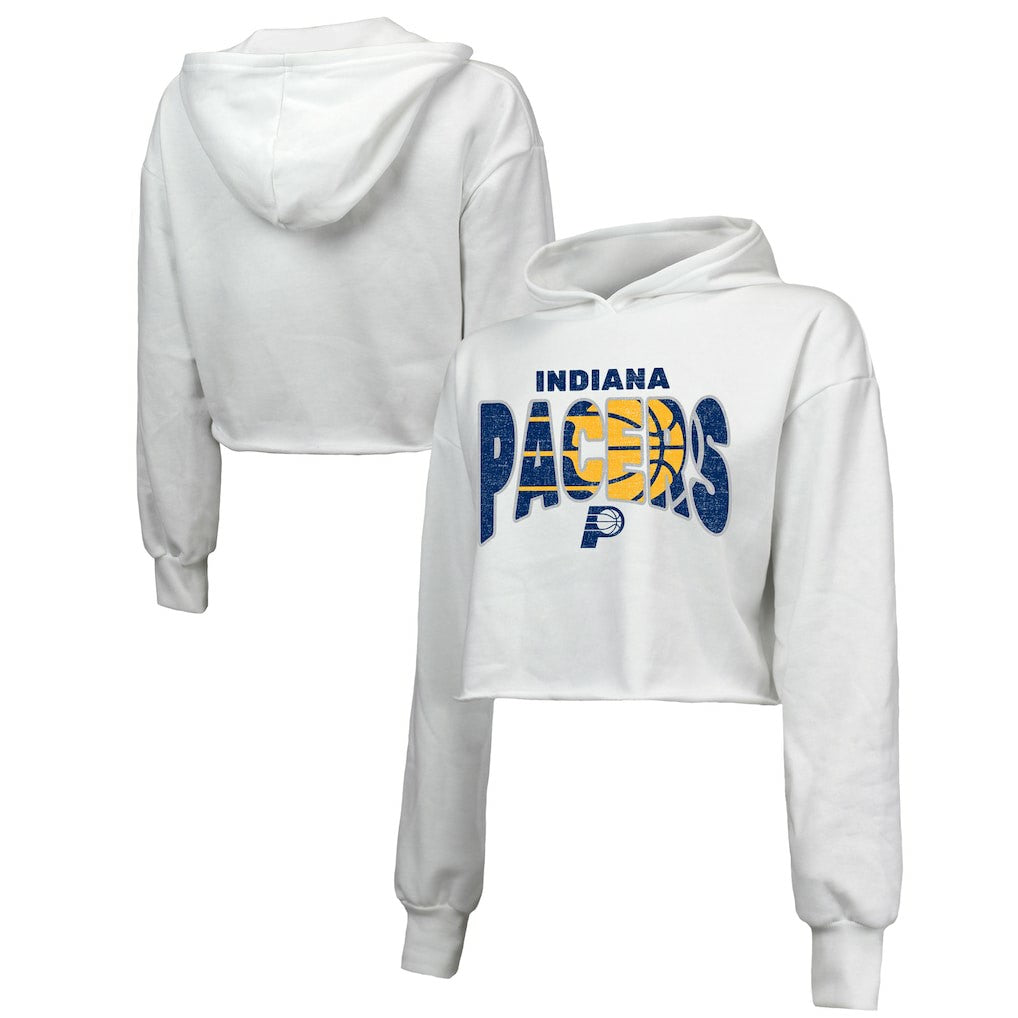 NBA - Indiana Pacers Majestic Threads Women's Tri-Blend Cropped Pullover Hoodie - White