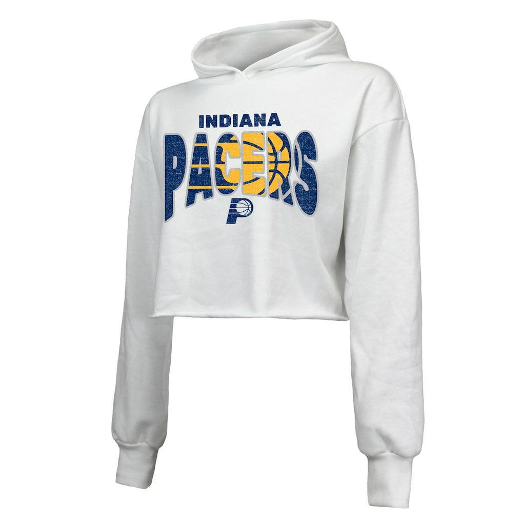 NBA - Indiana Pacers Majestic Threads Women's Tri-Blend Cropped Pullover Hoodie - White