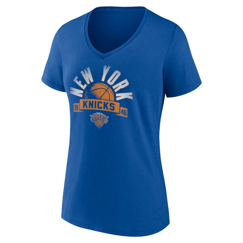 NBA - New York Knicks Women's '90s Graphic V-Neck T-Shirt - Blue