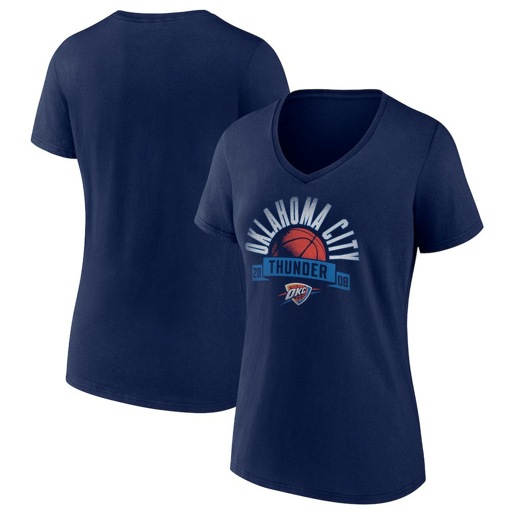 NBA - Oklahoma City Thunder Women's '90s Graphic V-Neck T-Shirt - Navy