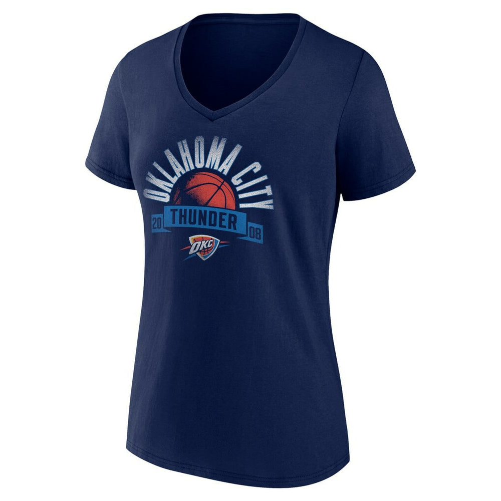 NBA - Oklahoma City Thunder Women's '90s Graphic V-Neck T-Shirt - Navy