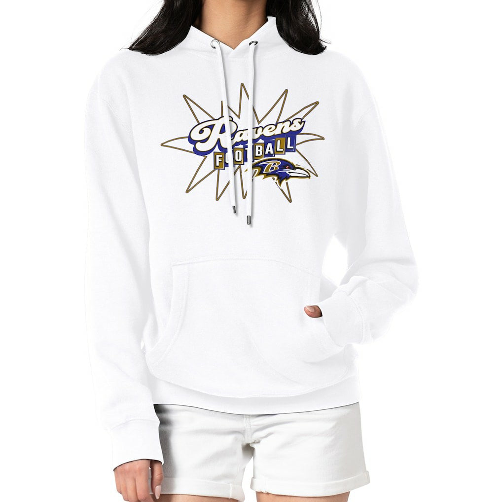Baltimore Ravens Starter Women's Drive-In Sign Pullover Hoodie White - NFL
