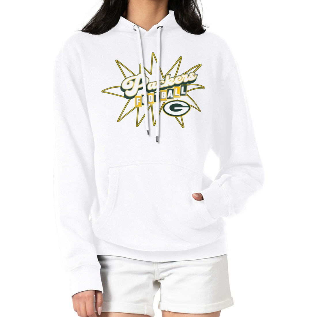 Green Bay Packers Starter Women's Drive-In Sign Pullover Hoodie White - NFL