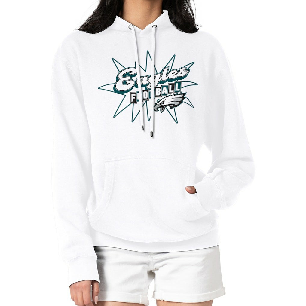 Philadelphia Eagles Starter Women's Drive-In Sign Pullover Hoodie White - NFL