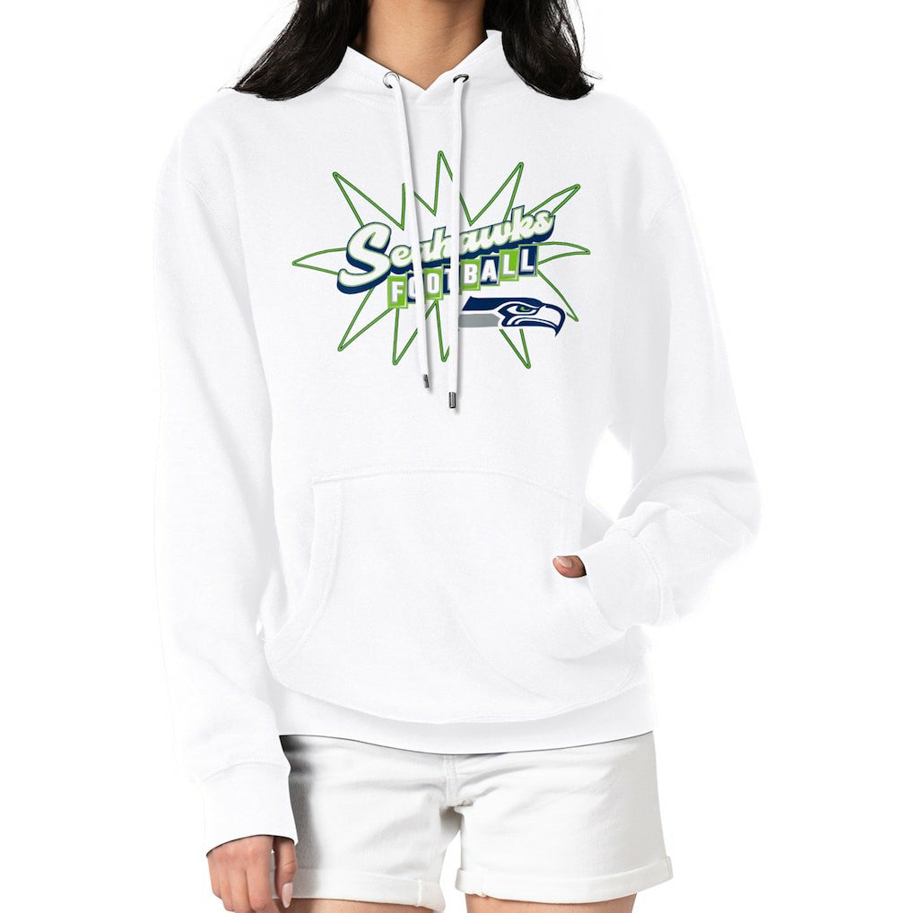 Seattle Seahawks Starter Women's Drive-In Sign Pullover Hoodie White - NFL