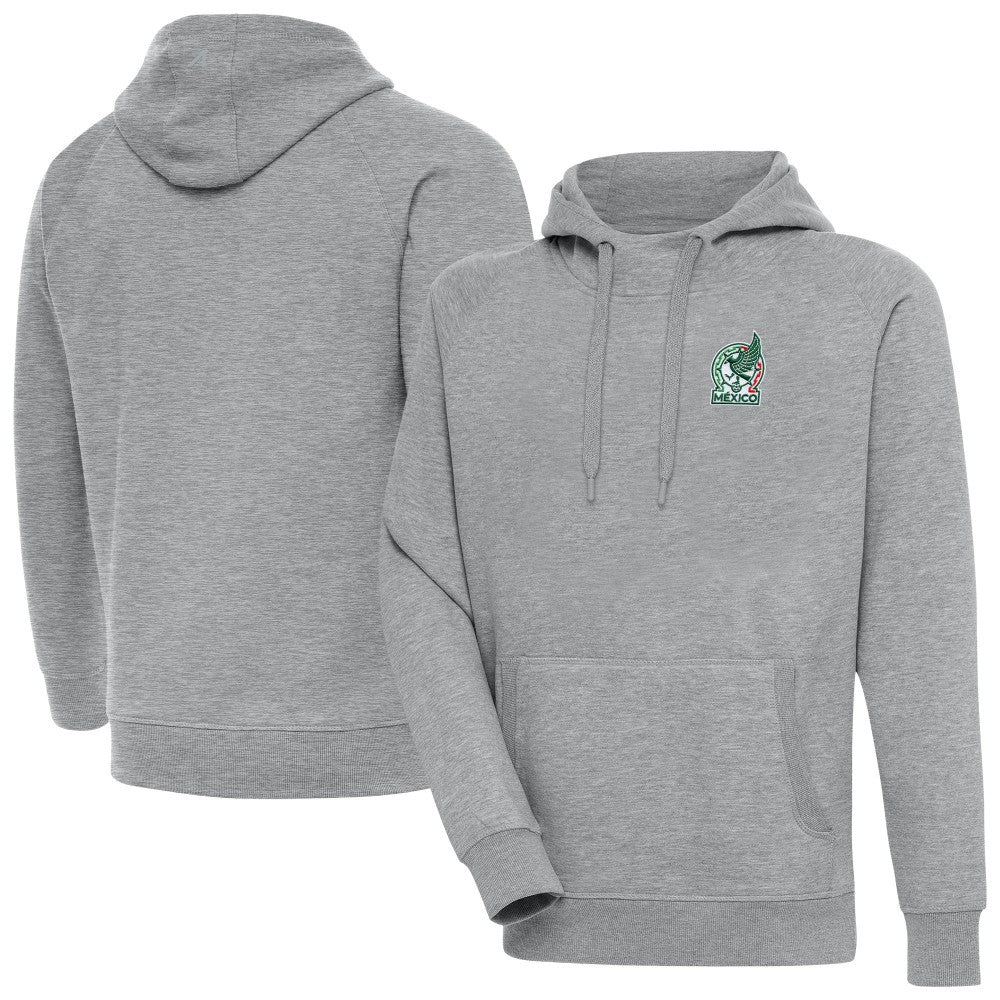 Mexico National Team Antigua Takeover Pullover Hoodie - Heather Gray