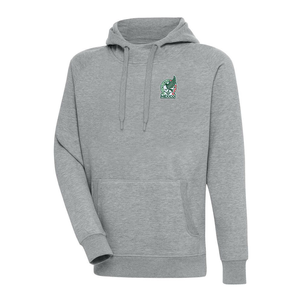 Mexico National Team Antigua Takeover Pullover Hoodie - Heather Gray