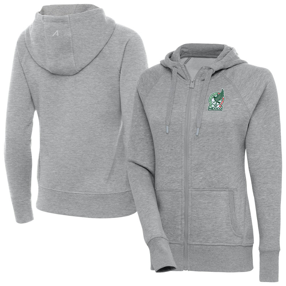 Mexico National Team Antigua Women's Takeover Full-Zip Hoodie - Heather Gray