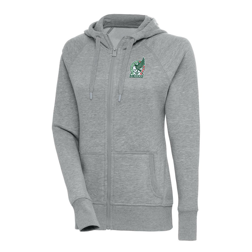 Mexico National Team Antigua Women's Takeover Full-Zip Hoodie - Heather Gray