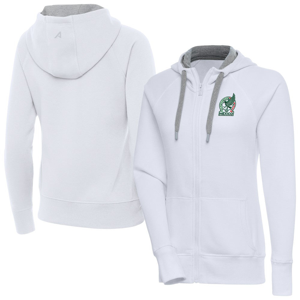 Mexico National Team Antigua Women's Takeover Full-Zip Hoodie - White