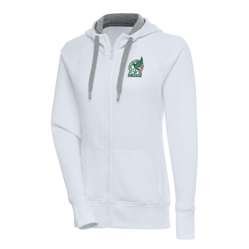 Mexico National Team Antigua Women's Takeover Full-Zip Hoodie - White