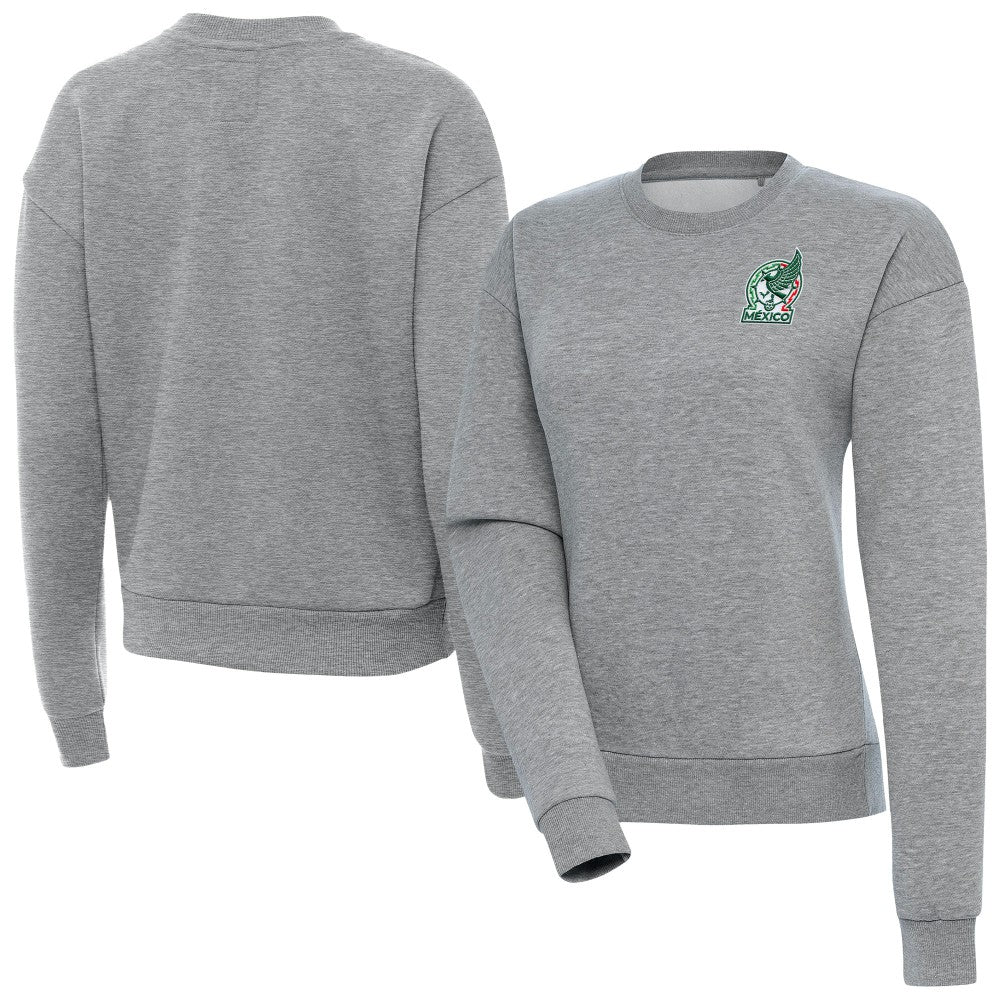 Mexico National Team Antigua Women's Takeover Pullover Sweatshirt - Heather Gray