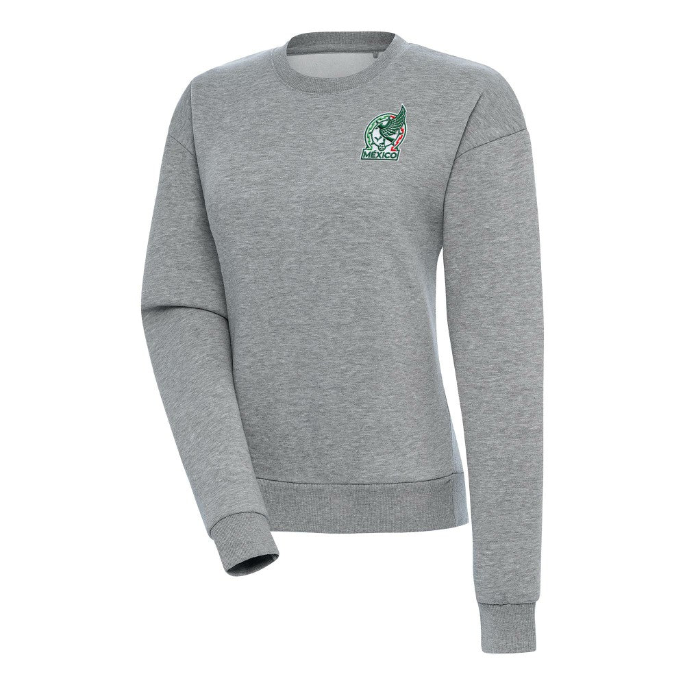 Mexico National Team Antigua Women's Takeover Pullover Sweatshirt - Heather Gray