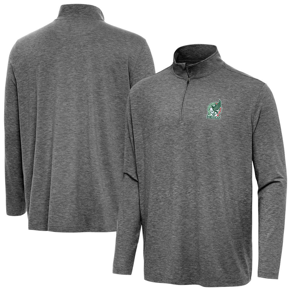 Mexico National Team Antigua Master Quarter-Zip Pullover - Heather Black