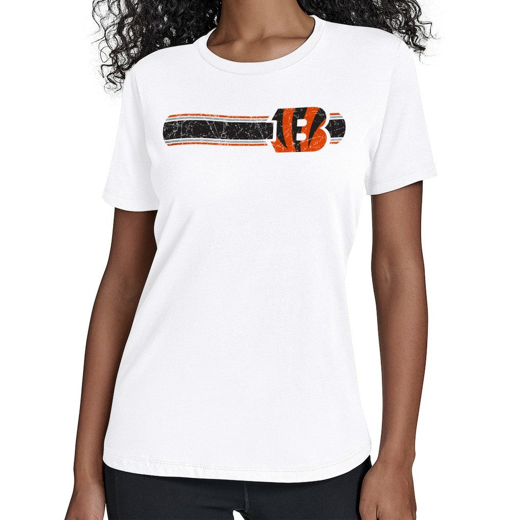 Cincinnati Bengals Starter Women's Team Stripe T-Shirt White - NFL