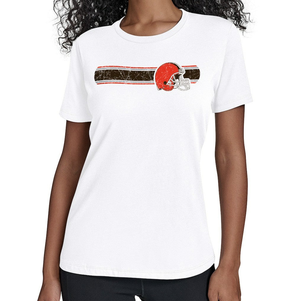 Cleveland Browns Starter Women's Team Stripe T-Shirt White - NFL