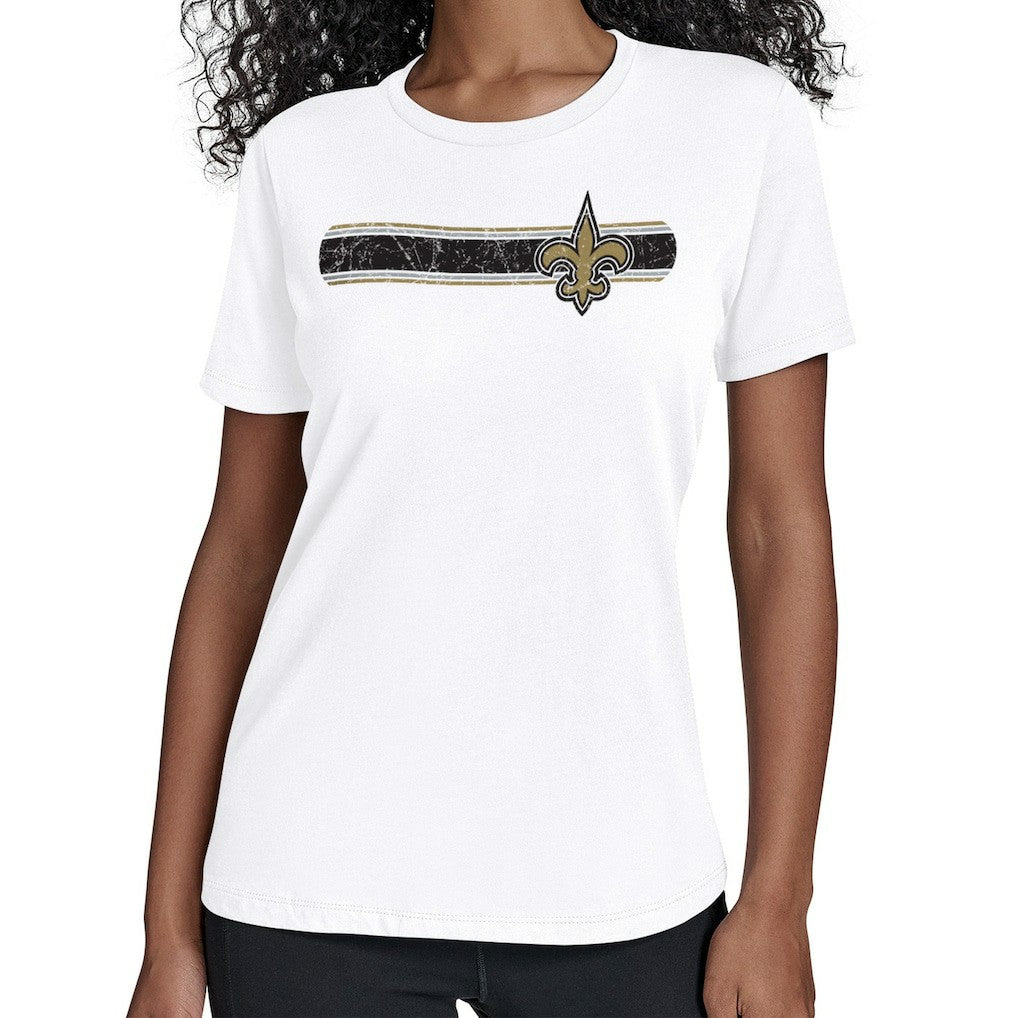 New Orleans Saints Starter Women's Team Stripe T-Shirt White - NFL