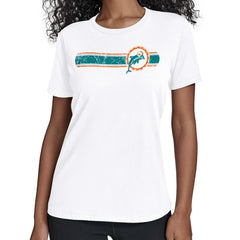 Miami Dolphins Starter Women's Throwback Team Stripe T-Shirt White - NFL