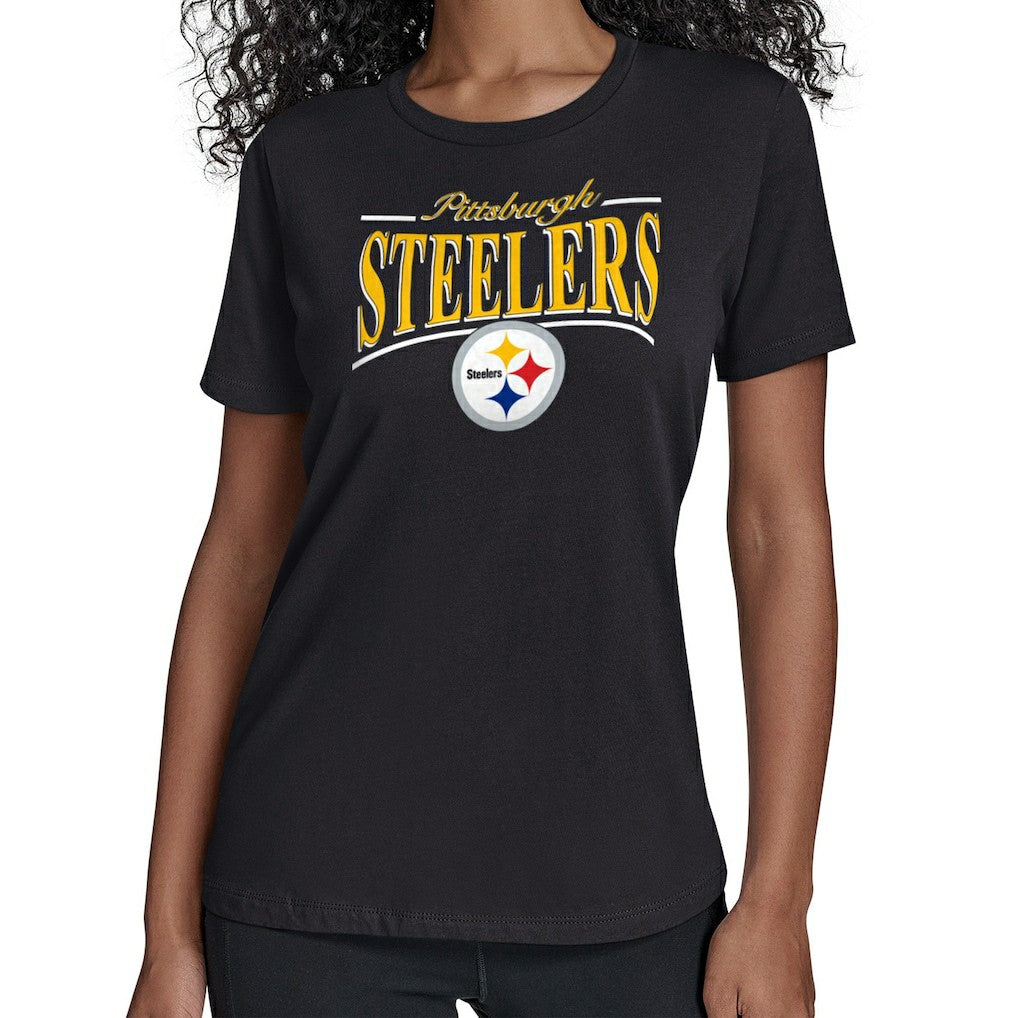 Pittsburgh Steelers Starter Women's Arch Stripe T-Shirt Black - NFL