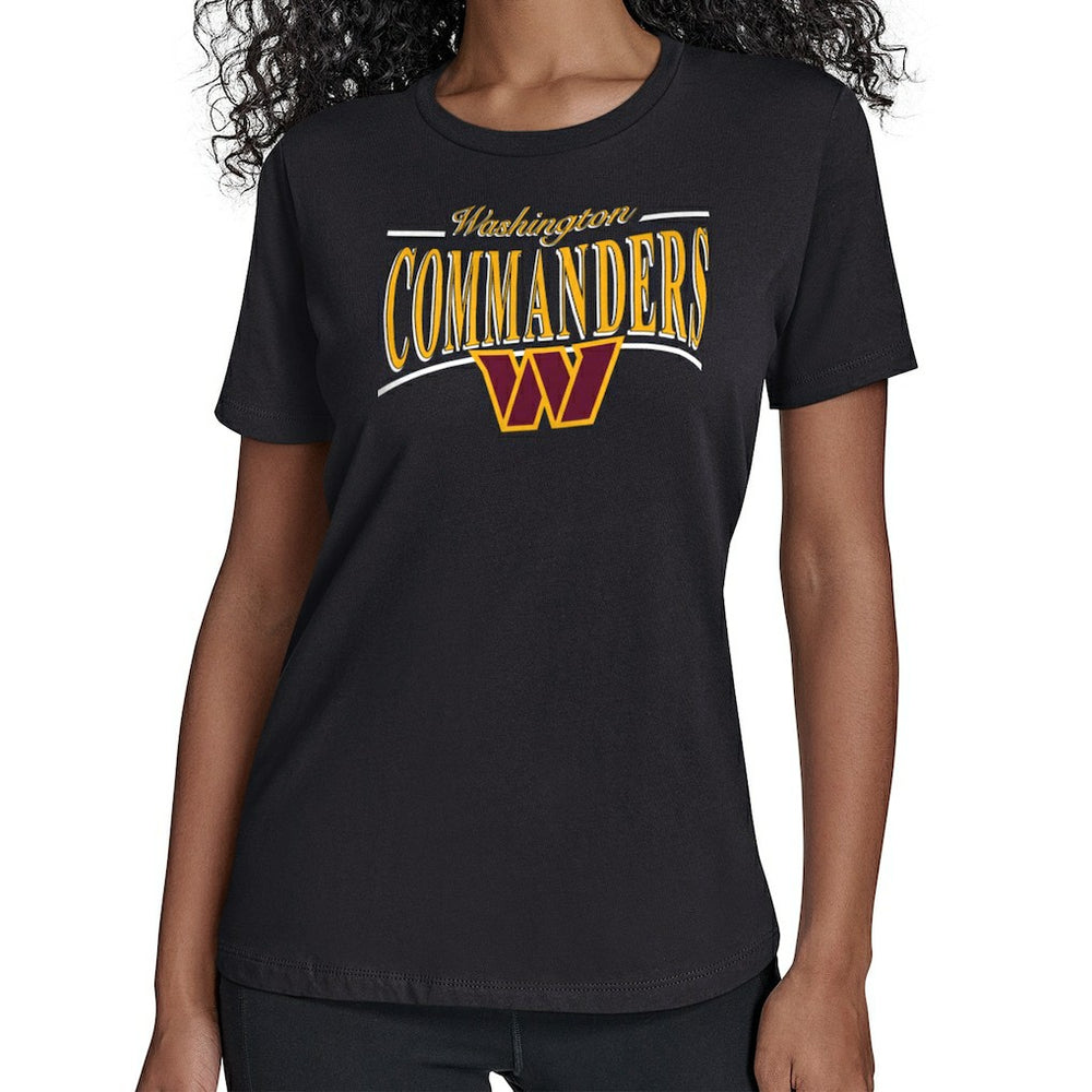 Washington Commanders Starter Women's Arch Stripe T-Shirt Black - NFL