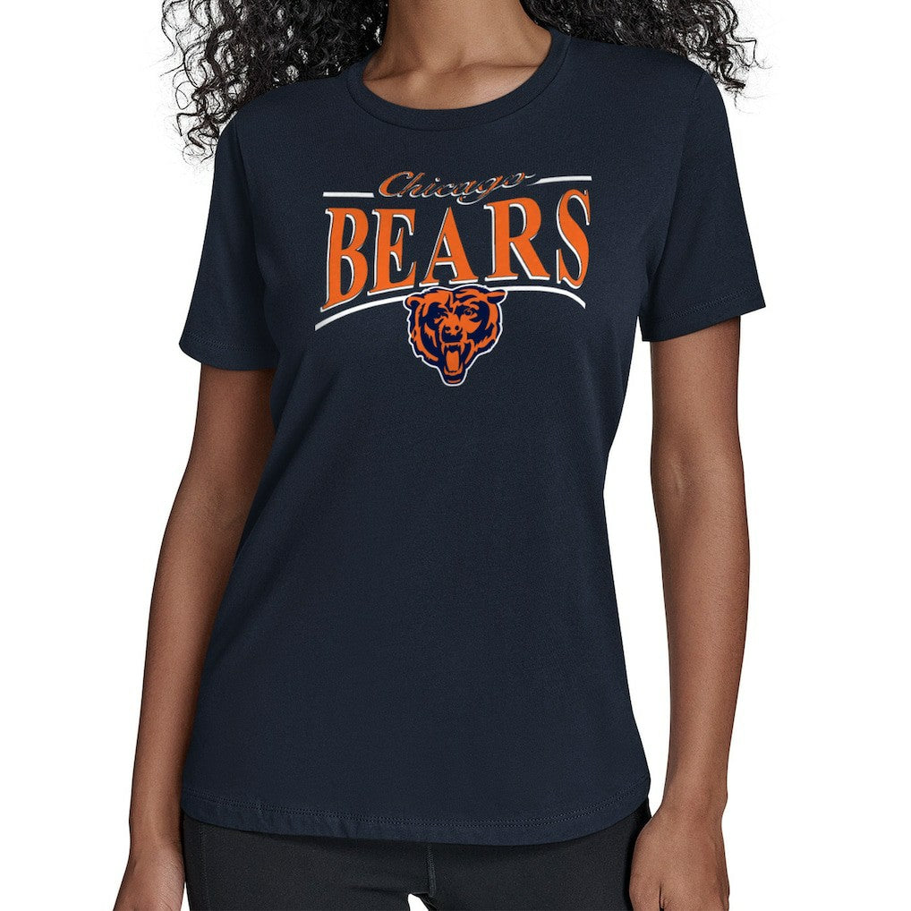Chicago Bears Starter Women's Arch Stripe T-Shirt Navy - NFL