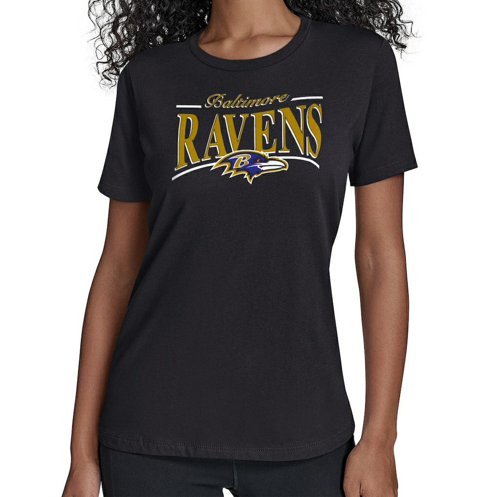 Baltimore Ravens Starter Women's Arch Stripe T-Shirt Black - NFL